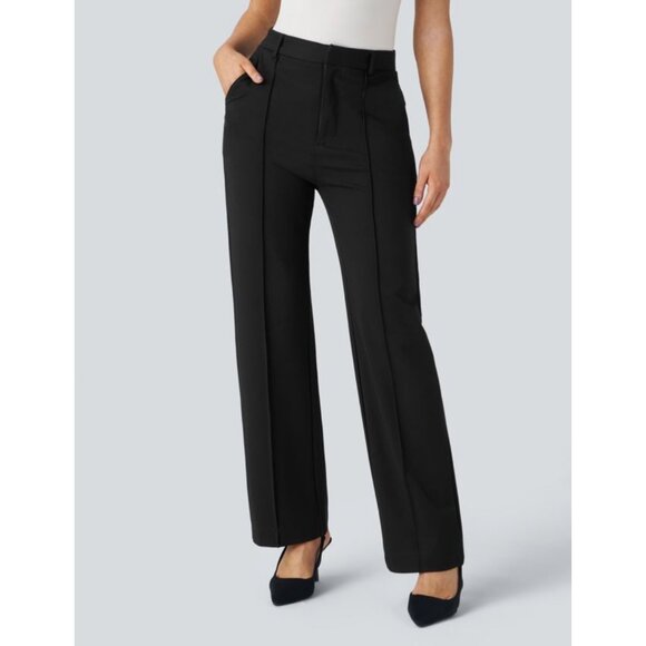 Halara Flex High Waisted Zipper Pocket Straight Leg Work Pants Sz Medium Black - Picture 11 of 16